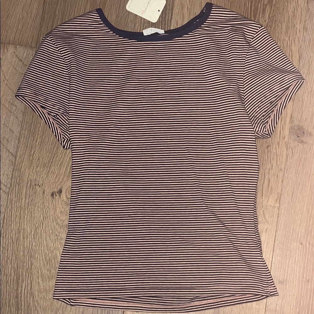 Free people Blue and pink Striped Tee
